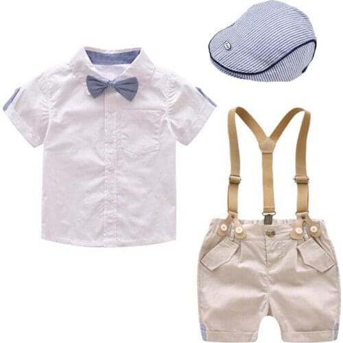 Kids Children Boys Clothing Set 2021 Summer Baby Boy Clothes Suit 1-4 Years Boy Outfits Cap+T-Shirt+Pants Boy Gentleman Clothes