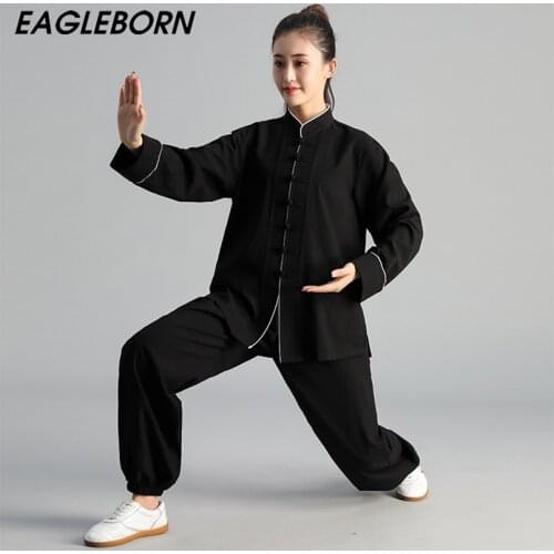 Tai Chi Uniform Suit Thin Cotton Linen Men Women Tai Chi Chuan Chinese Style Gong Fu Suit Black TaiChi Clothing Clothes for Men