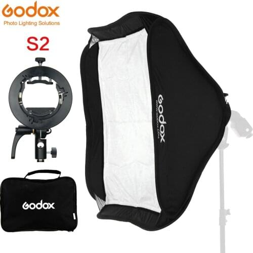 Godox S2 Speedlite Flash Holder Bracket + Softbox with Bowens Mount for Canon Nikin Godox V1 TT685 V860II AD200 AD400PRO Flash