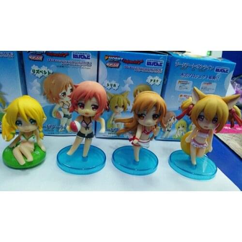 4 Q-version SAO Sword Art Online 2nd Generation Swimsuit Water Wear Lifa Silica Doll Box Egg Figure anime figure girl