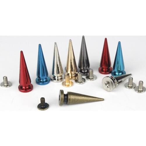 5pcs Metal Screwback Cone Studs Bullet Spike Long Punk Rivets for Leather Craft Bag Garment Stage costume Shoes DIY Decor
