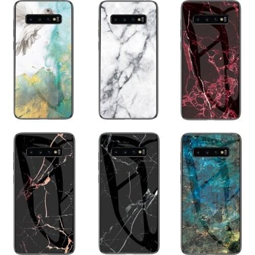 Marble Tempered Glass Case Cover on sfor Samsung S10 S10e S8 M10 S9 J4 J6 Plus 2018 Note 8 9 J3 J5 2017 A6 A8 Glass Phone Coque