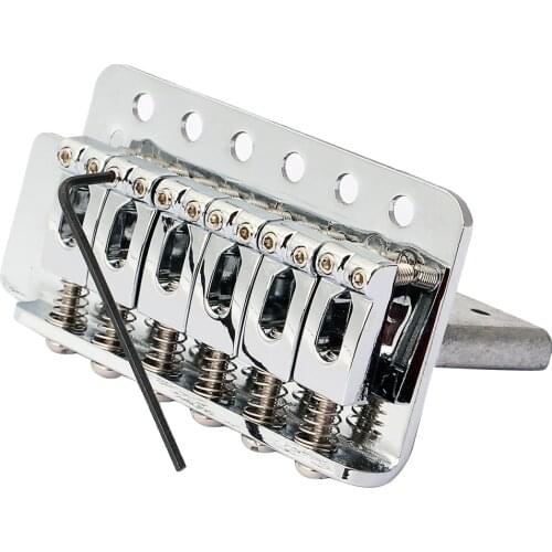 6 String Left Handed Bridge Tailpiece Set for Stratocaster ST Electric Guitar, Silver