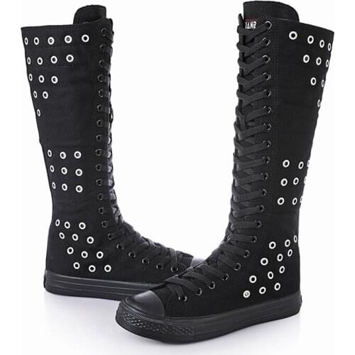 YUAN BU 2018 NEW Riser Vent Boot Cheerleaders Dance Shoes Women Shoes Boots High-top Side Zipper Cross-tied Canvas Shoes