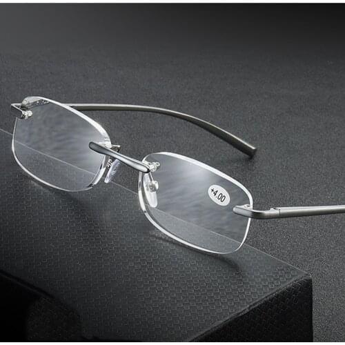 Women Men Al-mg Alloy Frame High Quality Ultralight Commercial Rimless Reading Glasses +0.75 +1 +1.25 +1.5 +1.75 +2 +2.25 to +4