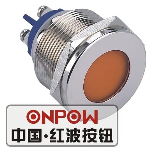 ONPOW 25mm Metal LED Waterproof Signal lamp, Nickel plated brass indicator lamp, indicator light (GQ25T-D/L/O/6V/N) CE,RoHS