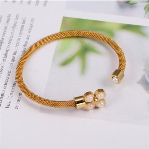 OUFEI Stainless Steel Jewelry Woman Barbed Wire Pearl Bracelets Bangles For Women 2019 Fashion Jewelry Accessories