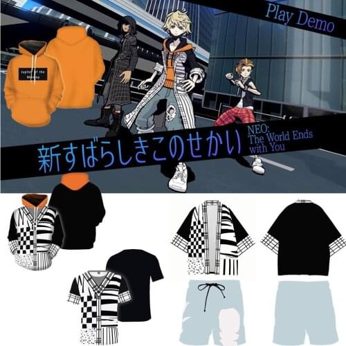 Anime Clothes The World Ends With You Game Cosplay Cloak 3D Print Shirt Shorts Hoodie Streetwear Fashion Sweatshirts Unisex