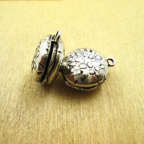 6pcs-- 23*27mm food charm 3D mini hamburger charm pendant DIY necklace/ bracelets charms antique silver tone