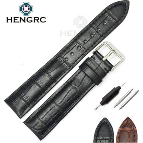 Durable Watchbands Black Brown Leather Watch Strap Band Genuine Soft Buckle Wrist Belt 18mm 19mm 20mm 21mm 22mm 24mm
