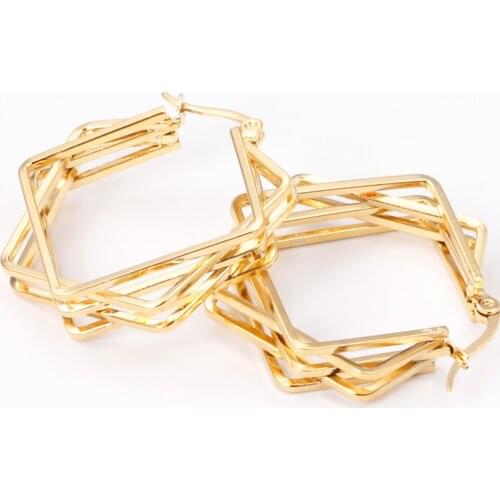 Hoop Earrings Jewelry 35mm Round Stainless Steel Hypoallergenic Fashion Gold Earrings for Women/Girls Gift Jewellery