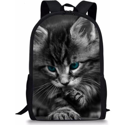 Cute Cat Printing Schoolbags for Girls Harness Children Kids School Book Bag 3d Junior Primary Student Backbags