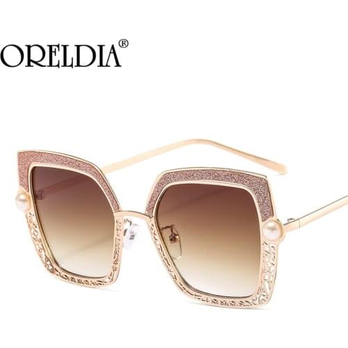 Fashion Pearl Hollow Sunglasses Ladies Well-Known Designer Gradient Color Sunglasses 2021 Latest Personality Metal Glasses UV400