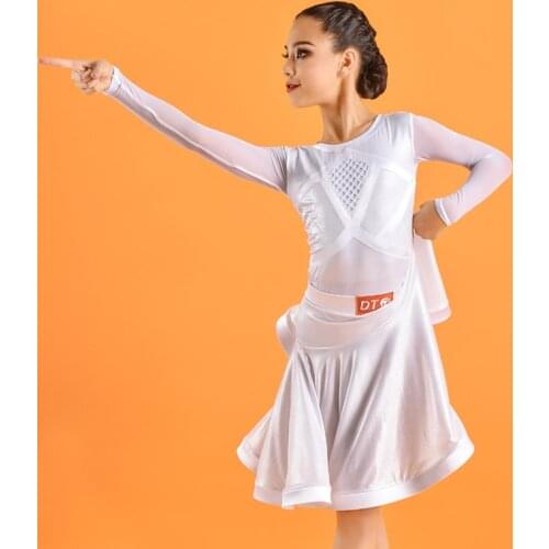 White Latina Dance Clothes Latin Competition Costume For Girls Designer Clothing Ballroom Dance Outfits Tap Dance Wear JL1714
