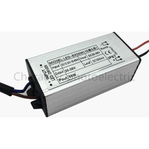 2 pcs DC 12-24V 50w waterproof LED Driver Waterproof IP67 Output DC 20-36V 1500 mA Power Supply For LED light