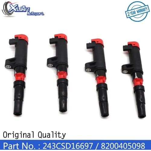 XUAN High Performance Ignition Coil Kit 243CSD16697 For Renault Clio Megane Scenic Laguna F4P F4R K4J K4M 8200405098