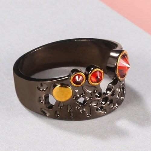 Women Ring Couple Ring Round Irregular Ring Inlaid Red Cubic Zirconia Retro Fashion Surprise Gift Girlfriend Designed for Women
