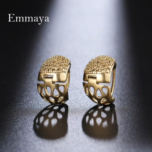 Emmaya Irregular Geometry Design Gold Earring For Female Fancy Cubic Zircon Jewelry Charming Decoration Hollow Out Style Gift
