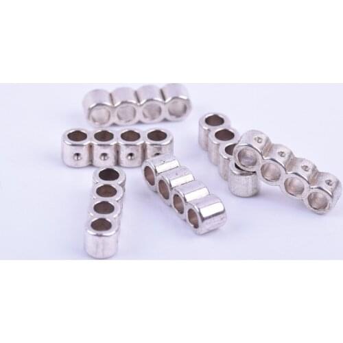 20pcs 3.2mm Antique Silver Slider Spacer Beads for Round Leather Cord --PAT229AS