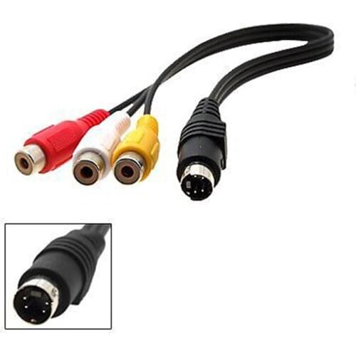 4 Pin S-video male to 3 RCA Female video adapter cable new