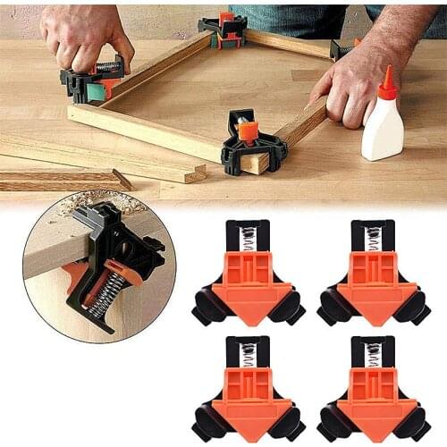 4 pcs 90 Degree Right Angle Clamp Fixing Clips Woodworking Hand Tool Angle Clamps Pipe Clamp Picture Frame Corner Clamp