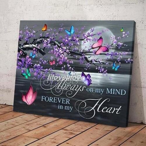Butterfly Plum blossom diamond mosaic love,moon text painting custom,5D diamond painting full square round diamond embroidery