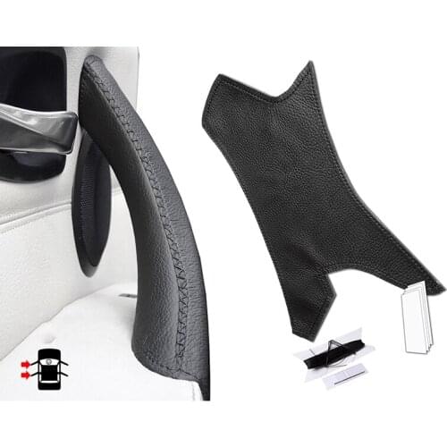 Car Interior Door Handle Cover Leather Door Panel Handle Pull Trim Cover for -BMW 3 Series 2005-2012 E90 E91 Black Left