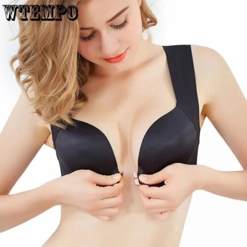 D E Bra Plus Size Push Up Bra Women Seamless Wire Free Bralette Underwear Wide Straps Gathered Sexy Brassiere Lingerie