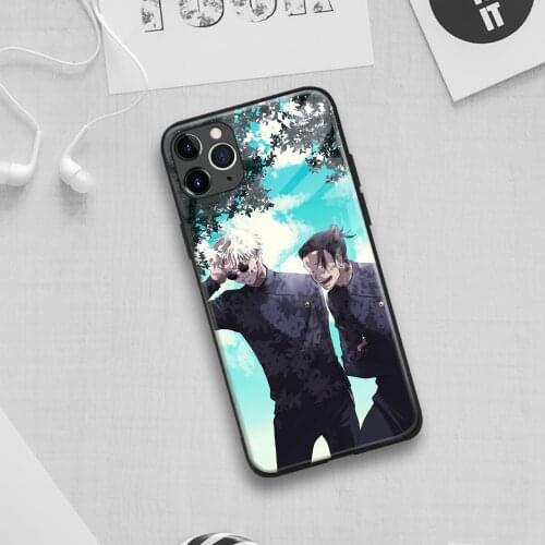 Geto Suguru Gojo Satoru Jujutsu Kaisen Soft TPU Glass Phone Case for IPhone SE 6s 7 8 Plus X Xr Xs 11 12 Mini Pro Max Samsung