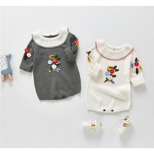 Baby Romper Sweater Spring Embroidery Knitted Baby Clothes Infant Baby Girls Boys Romper Overalls Clothes Toddler Jumpsuit Girl