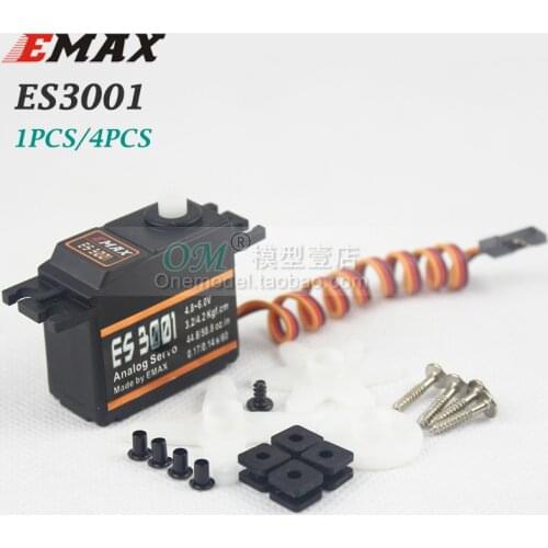 M./-1pcs/4pcs Emax ES3001 RC Parts ABS Analog Servo For Helicopter Airplane Part/4.8-6.0V 3.2/4.2KG.CM/38.6*18.8*34.9MM/37G