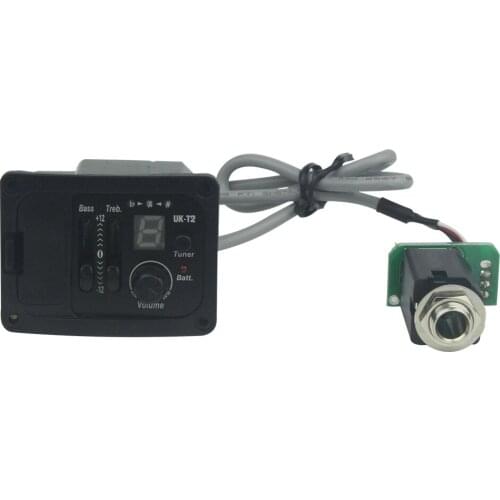 FLEOR 2-Band Guitar Equalizer EQ Guitar Piezo Preamp Chromatic Tuner System with Ukulele Pickup for Ukulele Guitar