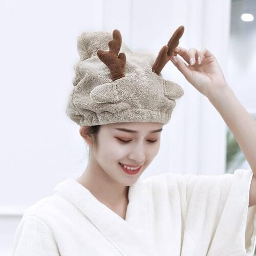 Coffee 65*25CM Resilience Coral Velvet 1Pcs Dry Hair Cap Cartoon Hair Cap Absorbency Children Shower Cap