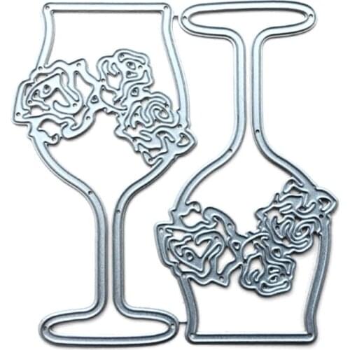 Rose Wine Glass Metal Cutting Dies Stencil Scrapbooking DIY Album Stamp Paper Card Embossing Decor Craft