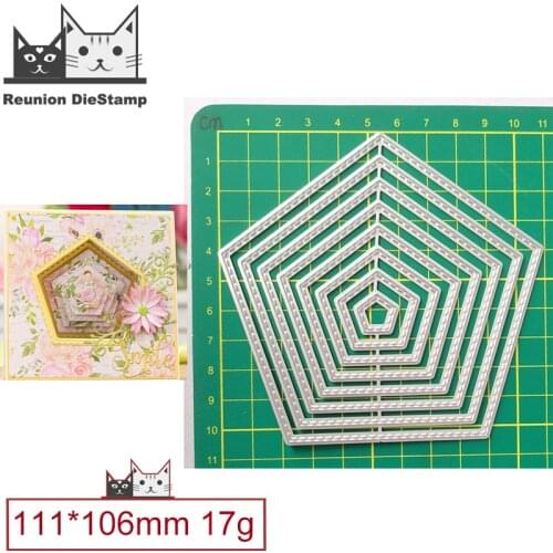 Multi-layer Pentagon Base Border Metal Cutting Dies Decorative Scrapbooking Steel Craft Die Cut Embossing Paper Cards Stencils