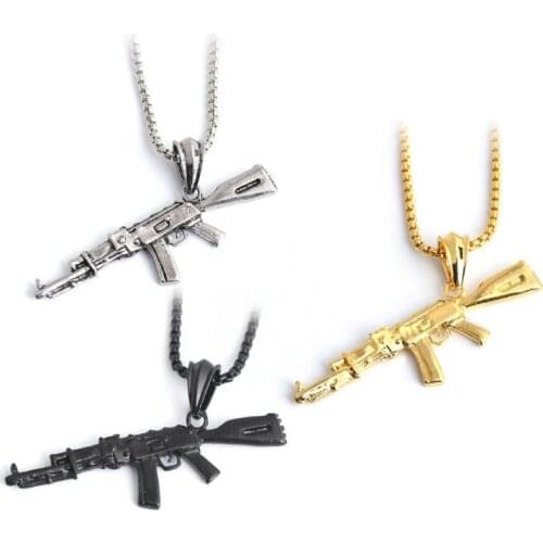 Fashion Boutique Jewelry Cool AK47 Automatic Rifle Necklace Hip Hop Style AK47 Automatic Rifle Necklace