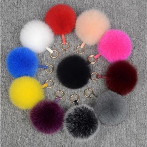 Multi Size Fluffy Real Fox Fur Keychain Pom Pom Keychain Llavero Pompon Keyring Charm Bag Pendant Porte Clef Pompom De Fourrure