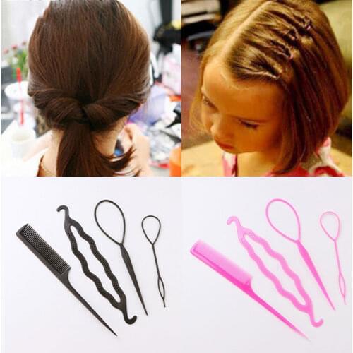 4Pcs/Set Quick Hairdressing Diy Hair Making Tools Hairstyle Make For Girls Hair Ponytail Twist Headband Fashion Hair Accessories