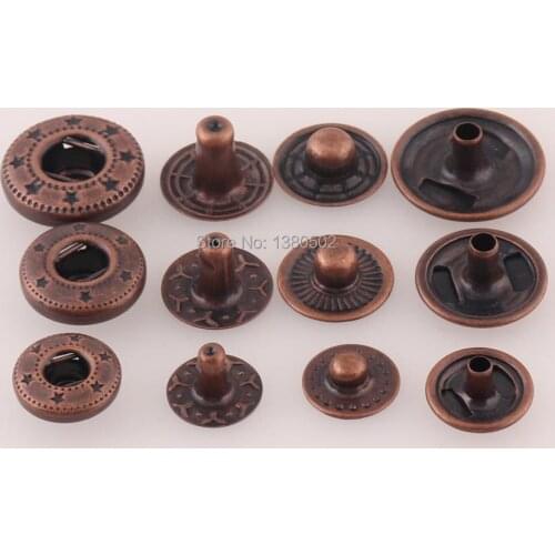 50Sets Metal Copper Color 10/12/15mm Press Studs Sewing Button Snap Fasteners Sewing Leather Craft Bag Clothes