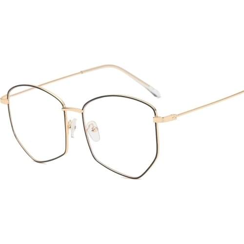 2018 New Metal Polygon Retro Glasses Frames Female Irregular Myopia Frames Women with Fine Color Matching Myopia Men Eyeglasses