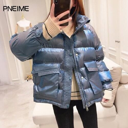 Pneime Womens Down Jacket Bright Face 2021 Winter New Style Korean Version Loose Thick Warm Bread Short Padded Jacket