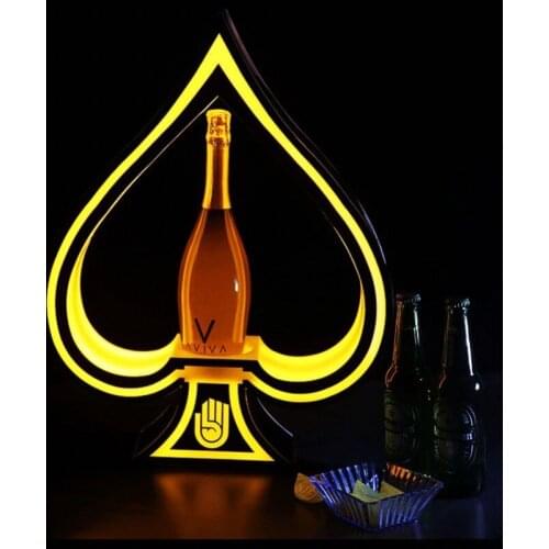 New LED Poker Cards shape Luminous Beer Wine Bottle Holder Glowing Champagne Cocktail Drinkware Holder for bar disco party decor