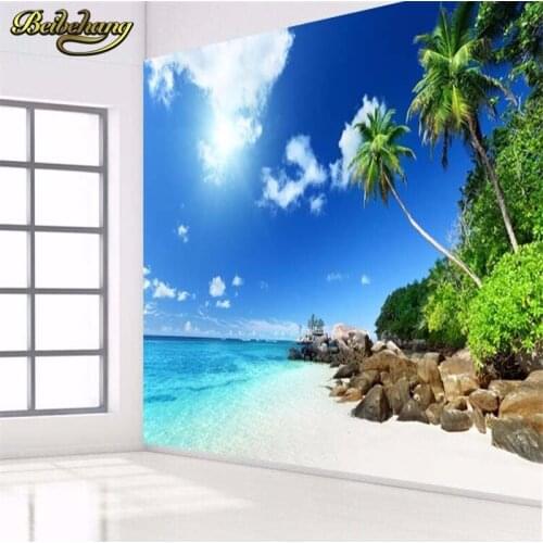 Beibehang photo wallpaper 3d painting HD sea bedroom mural Continental palm beach living room large mural wall papers home decor