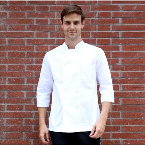 Chef clothing for men and women long sleeved double breasted kitchen white happy chef uniforms jackets free shipping chefcoats
