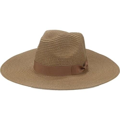 Summer hat women beach big brim 11cm sum protection straw hats solid white black beach decorate sun hats 2021 sombreros de sol