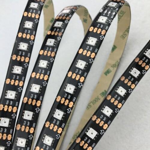 4M DC5V SK9822 addressable led pixel strip;60leds/m with 60pixels/m;BLACK PCB;waterproof in silicon coating;IP65