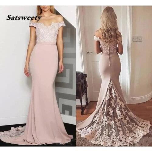 Off The Shoulder Bridesmaid Dresses For Women Mermaid Appliques Lace Long Cheap Under 50 Wedding Party Dresses