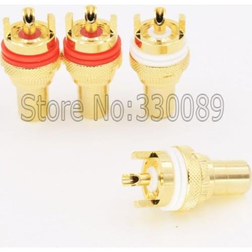 8X Gold Plated RCA female Connector Gold plug Audio Terminal Panel Mount Chassis Audio Socket Plug Amplifier