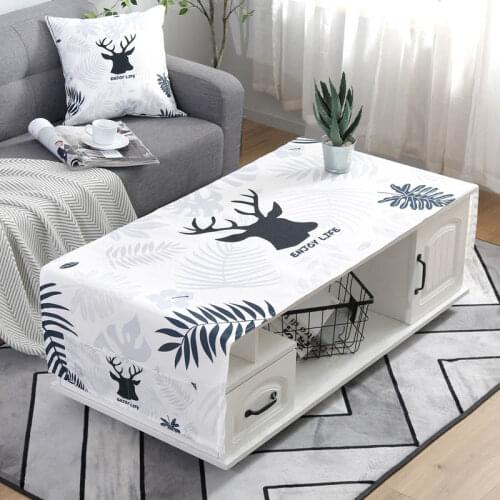 Nordic Style Cotton Linen Rectangular Tablecloth TV Cabinet Tea Table Cover Towel with Storage Bag Cartoon Table Cloth