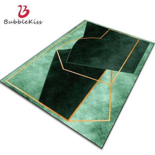 Bubble Kiss Light Luxury Style Carpets For Living Room Gold Line Decor Rug Green Floor Mats Coffee Table Anti Slip Area Foot Pad